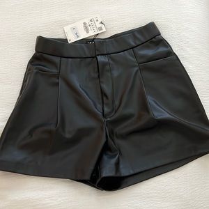 NWT leather zara shorts